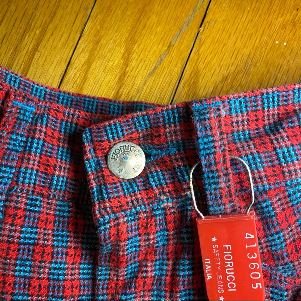 Fiorucci Red and Blue Plaid Boyfriend Jeans